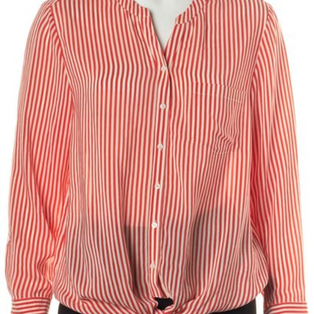 NWT Joie Tie Front Orange and White Stripe Blouse